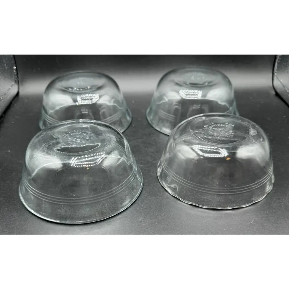 Set of 4 Pyrex H-27 Ramekin Custard Cups with 3 Rings - 10oz EUC -A96